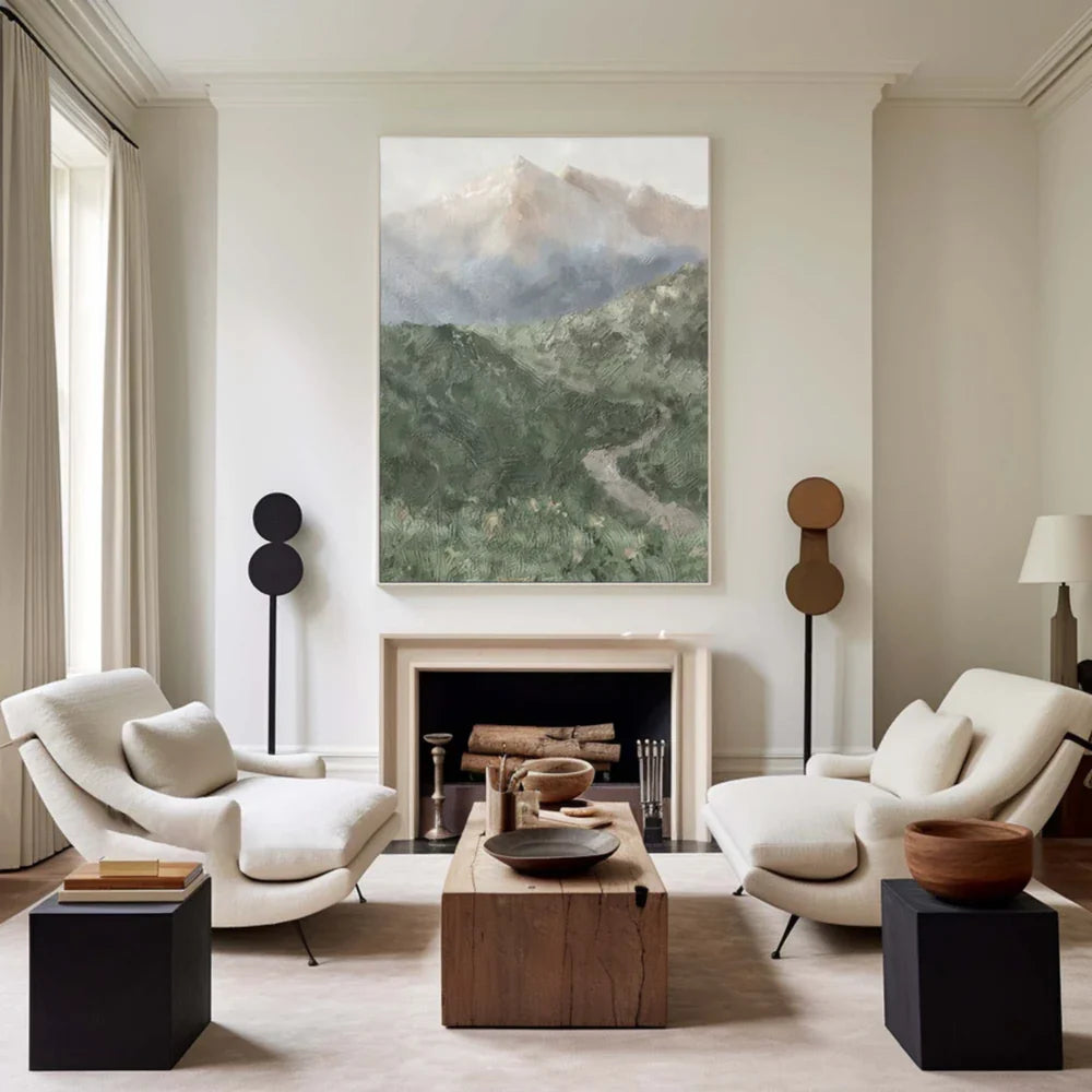 Green Abstract Mountain Canvas Art #BT019