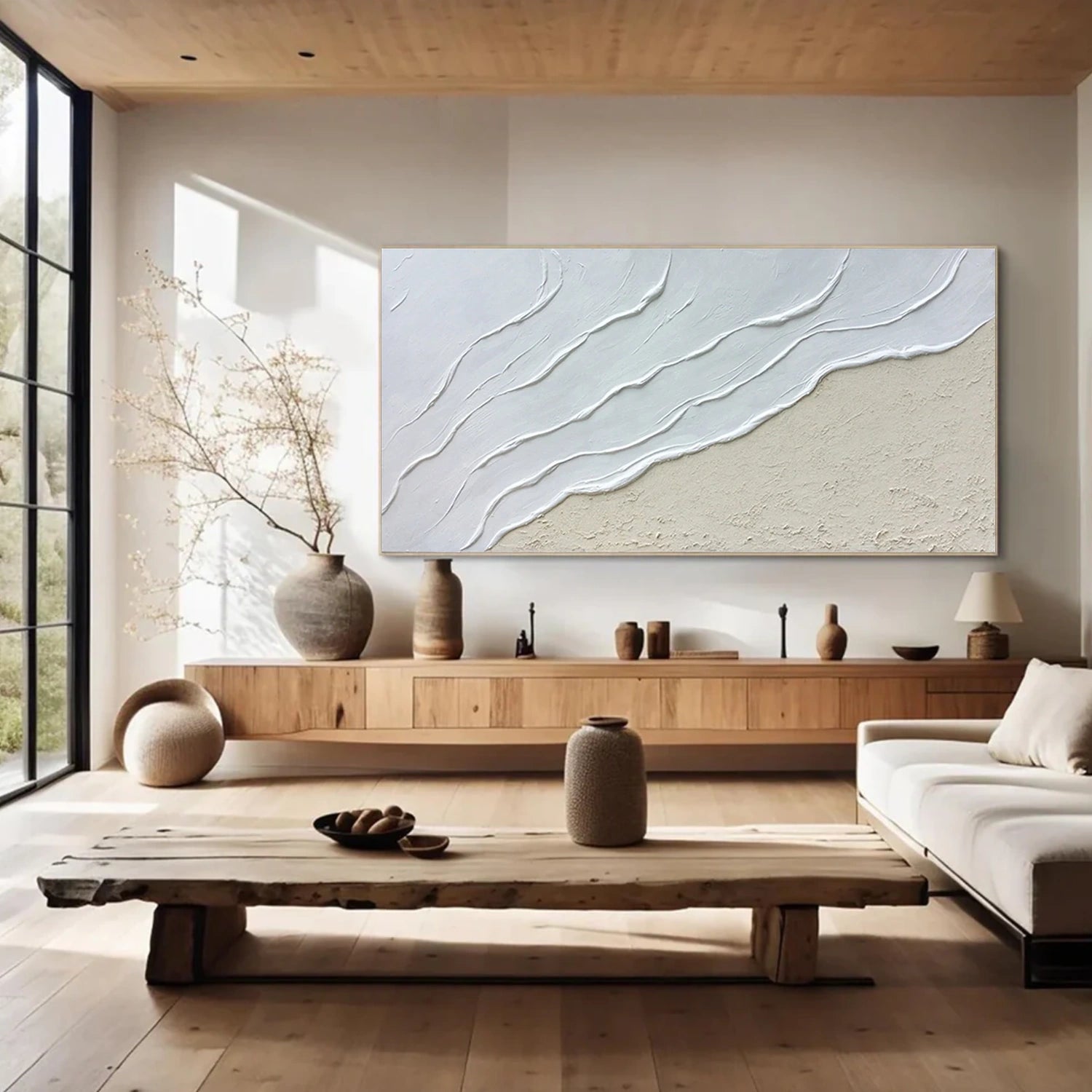 White Minimalist Textured Canvas Art #WM124