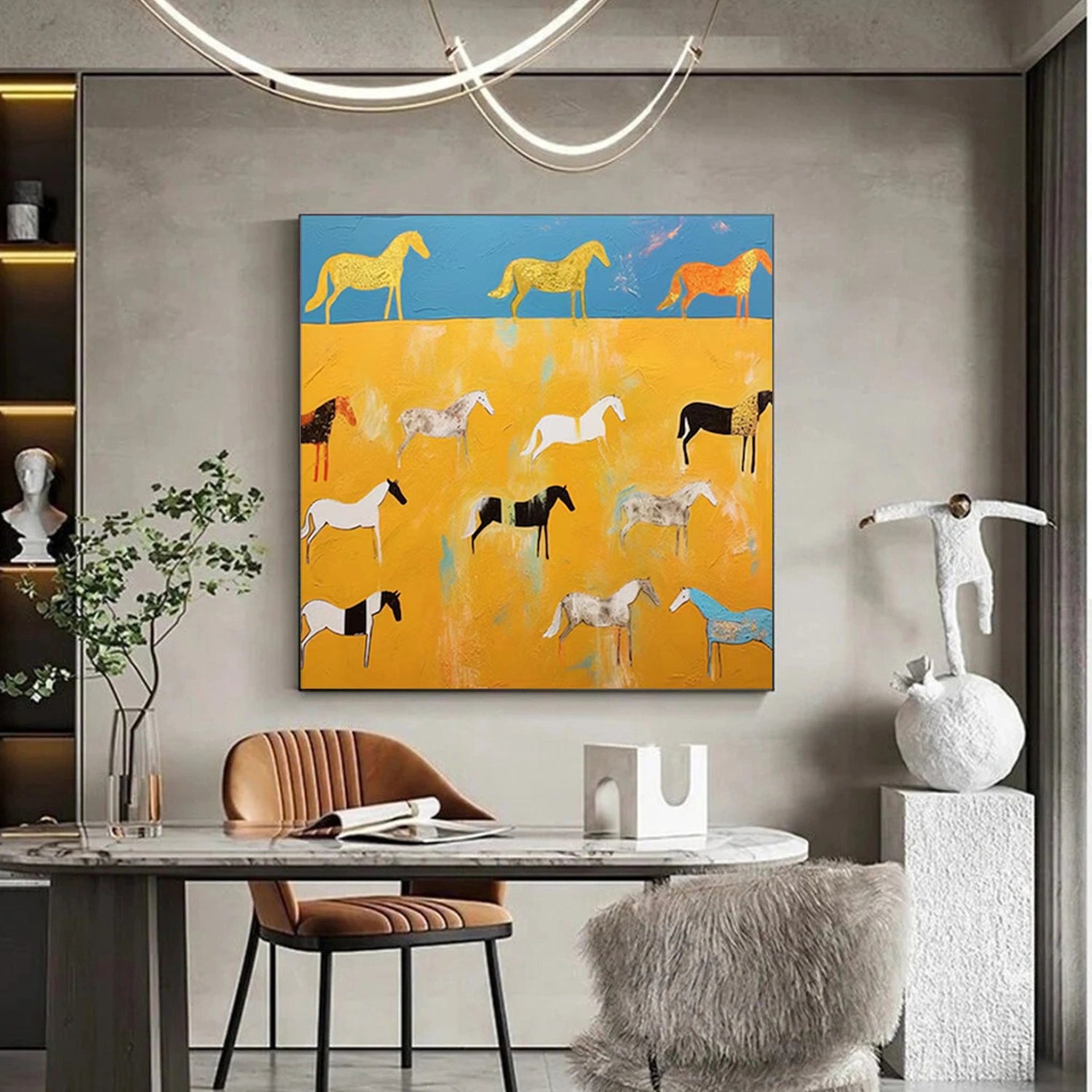 Abstract Animal Horse Canvas Art #DW110