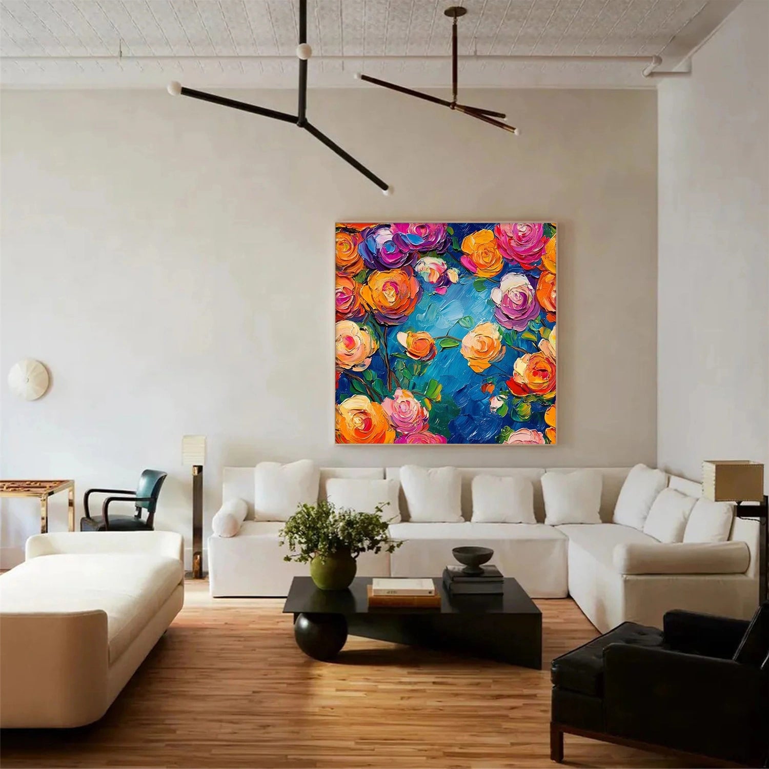 Colorful Abstract Flower And Tree Textured Canvas Art #MF128