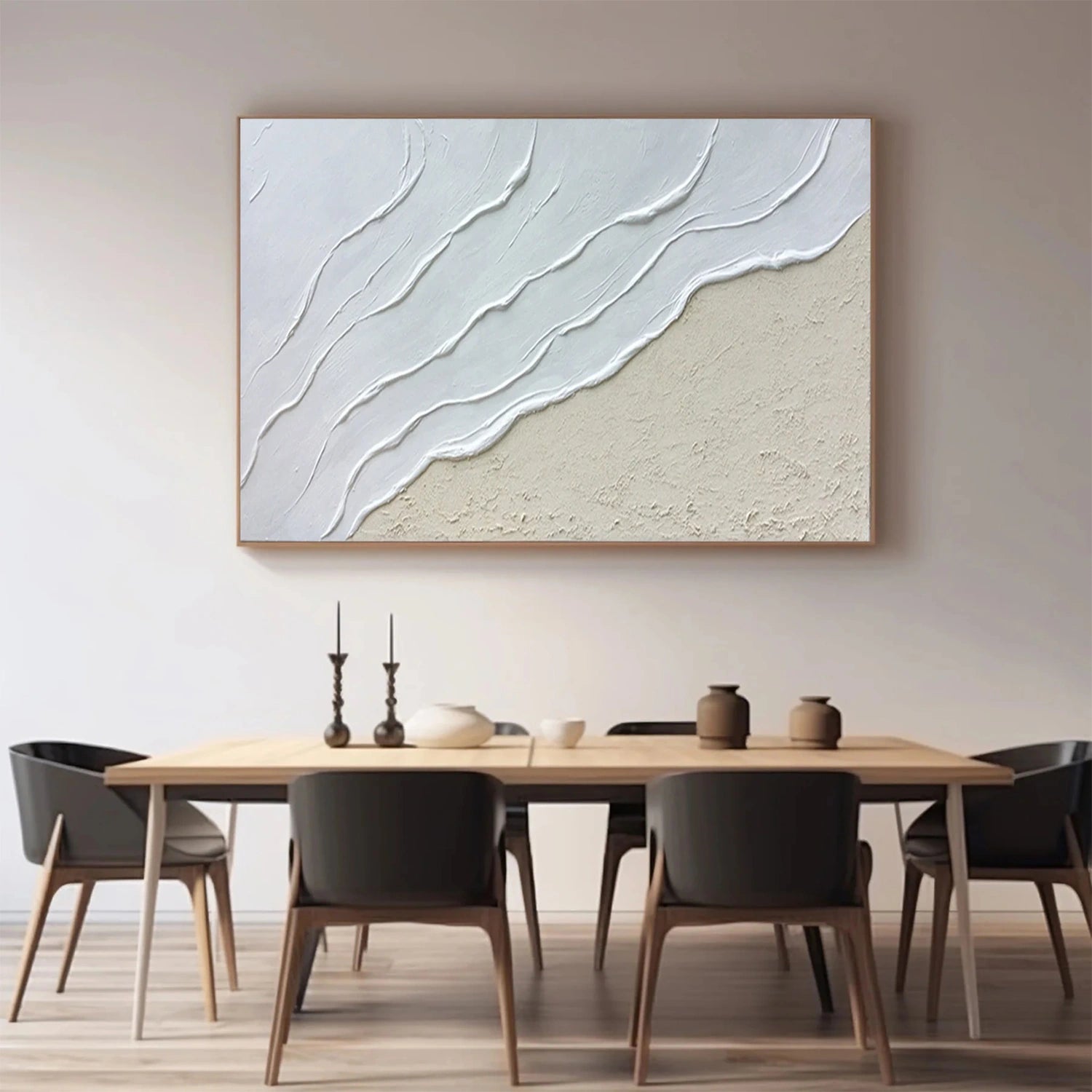 White Minimalist Textured Canvas Art #WM124
