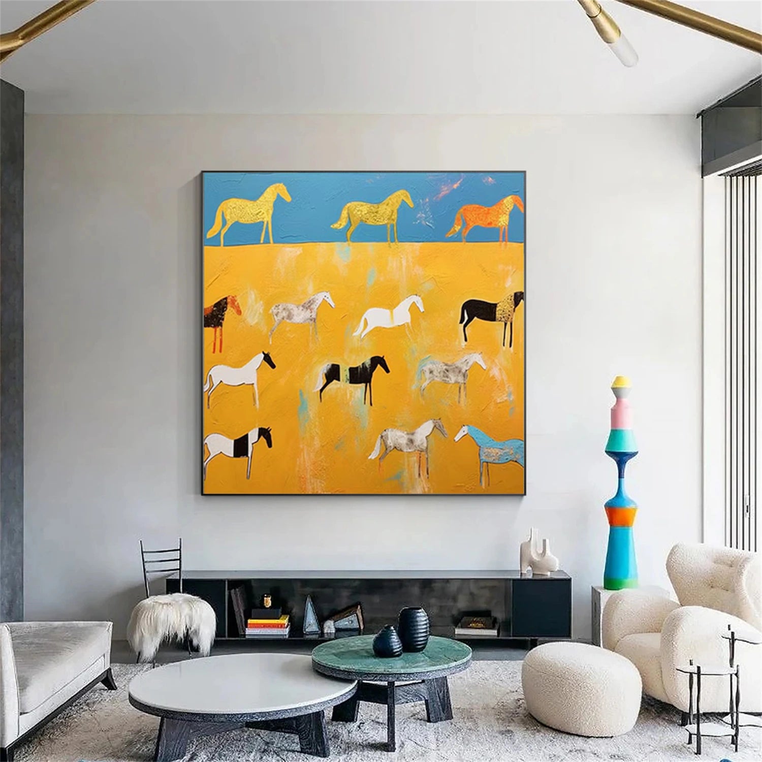 Abstract Animal Horse Canvas Art #DW110