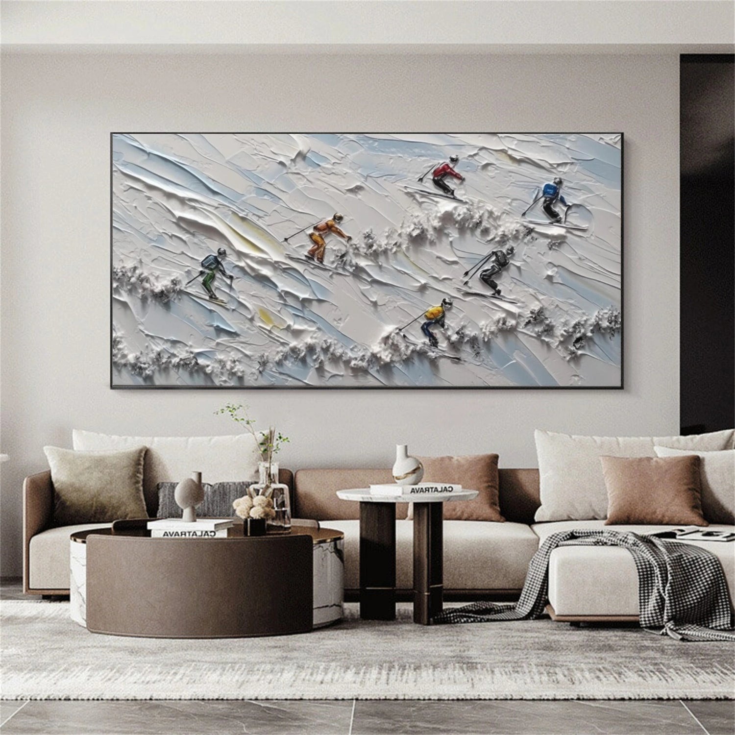 Skiing Sport Textured Canvas Painting #PB053