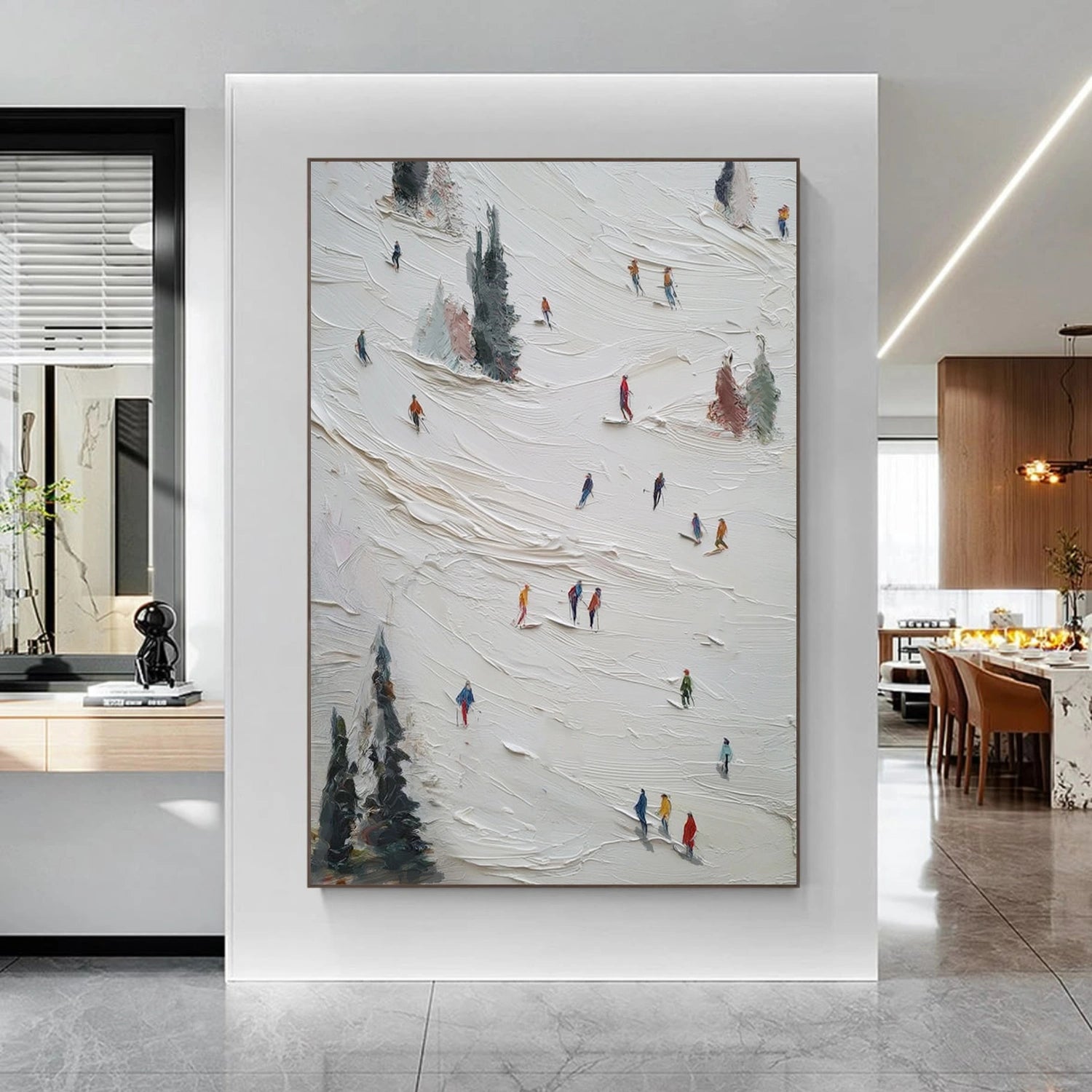 Skiing Sport Textured Canvas Painting #PB067