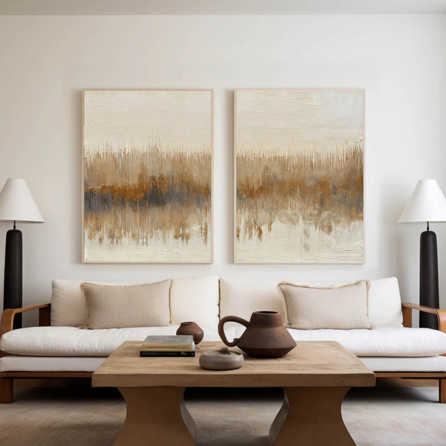 Beige and Brown Abstract Wall Art Set of 2 #VA206