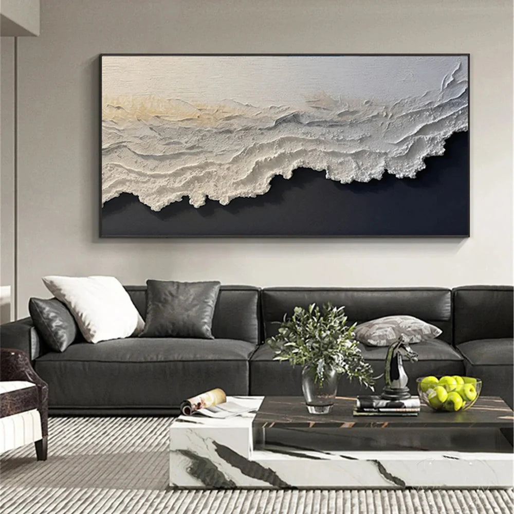 Minimalist Ocean And Sky Textured Canvas Art # OC016