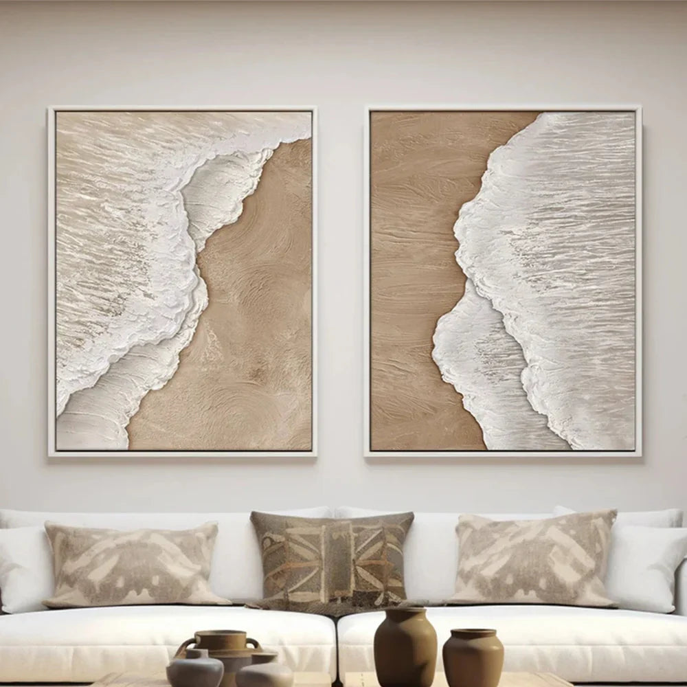Minimalist Ocean And Sky Textured Canvas Art Set of 2 #OC004