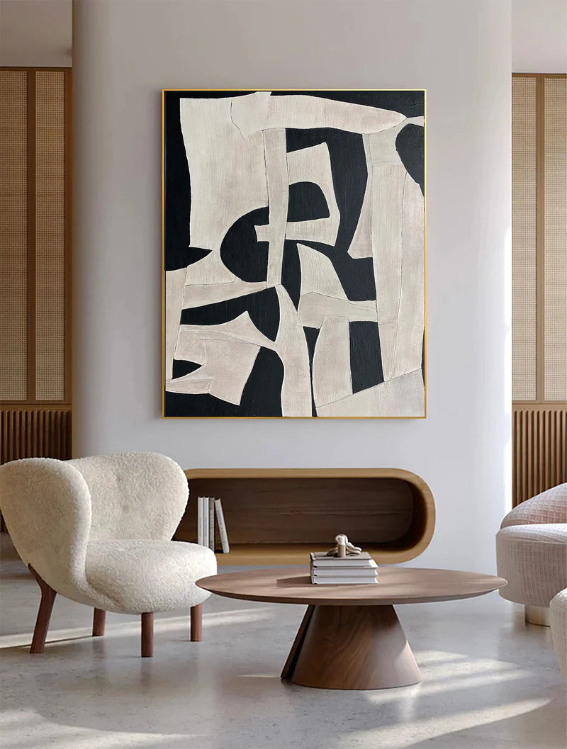 Black & Beige Wabi Sabi Textured Wall Art #VS023