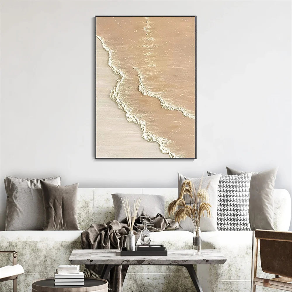 Abstract Ocean And Sky Textured Canvas Art #OC040