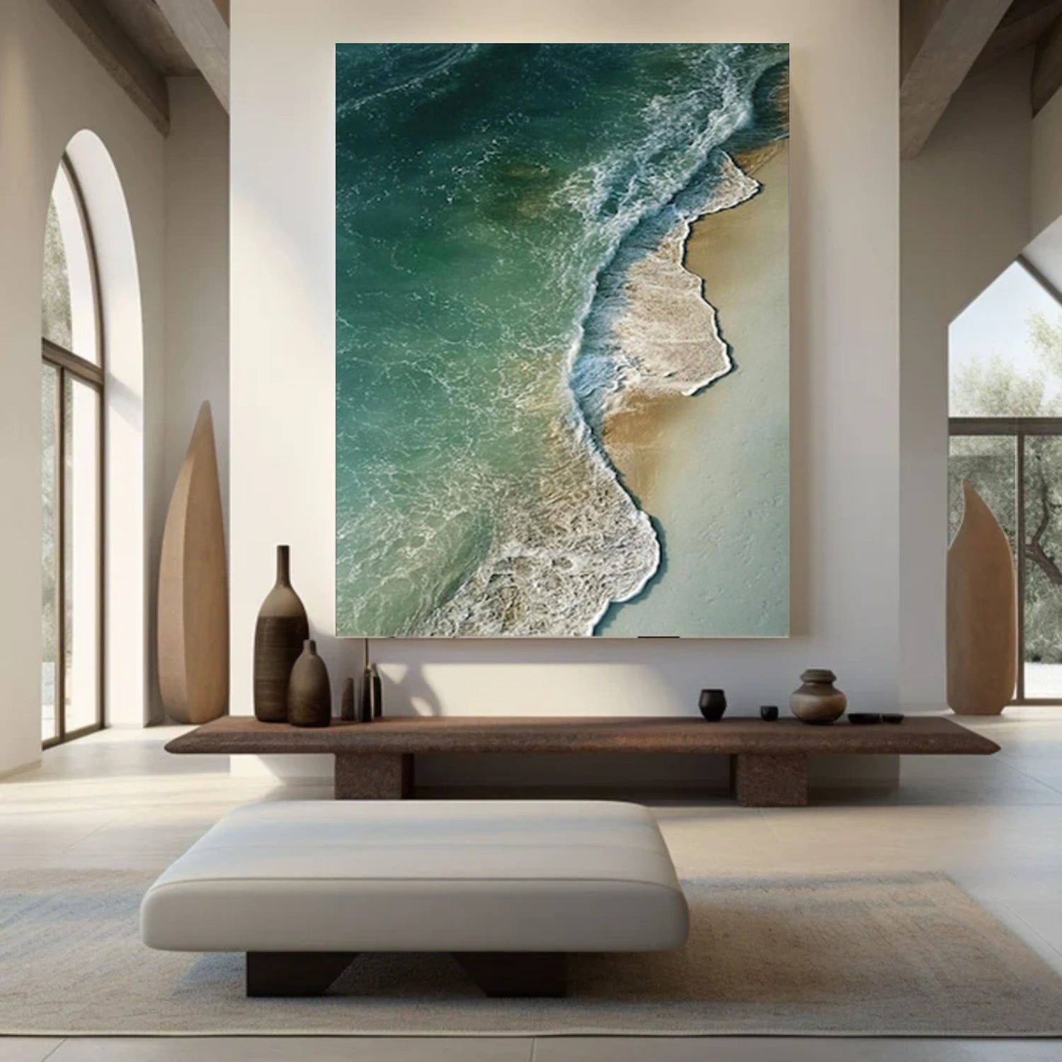 Abstract Ocean And Sky Textured Canvas Art #OC129