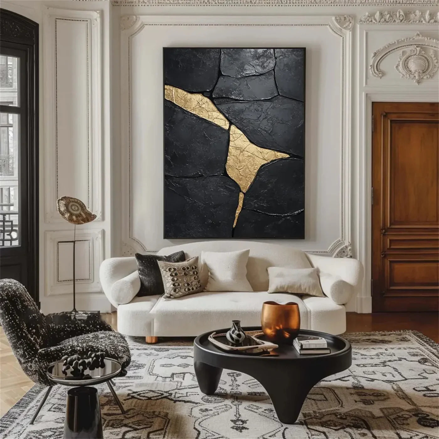 Black Minimalist Textured Canvas Art #WZ095