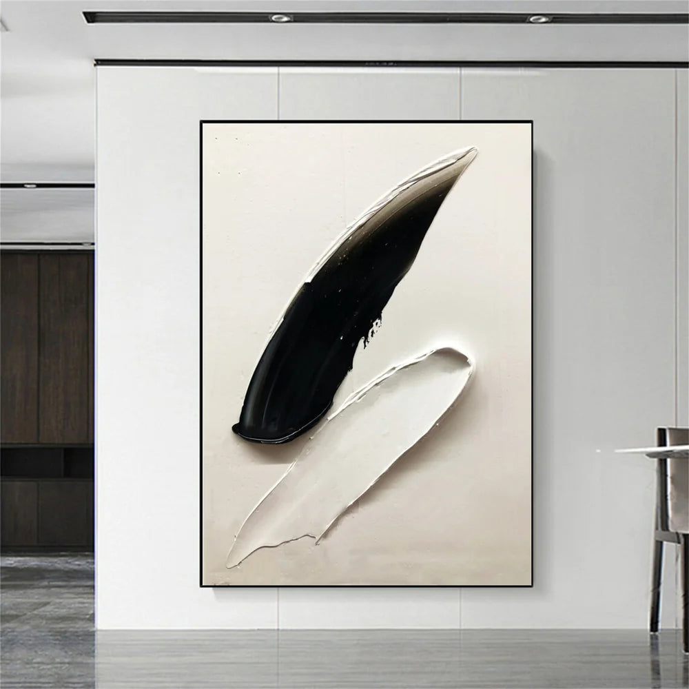 Black and White Minimalist Textured Canvas Art #WZ056