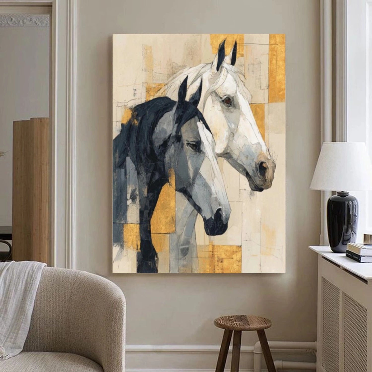 Abstract Animal Horse Textured Canvas Art #DW076