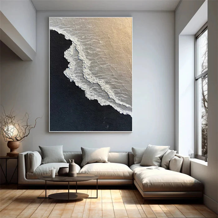 Minimalist Ocean And Sky Textured Canvas Art #OC041