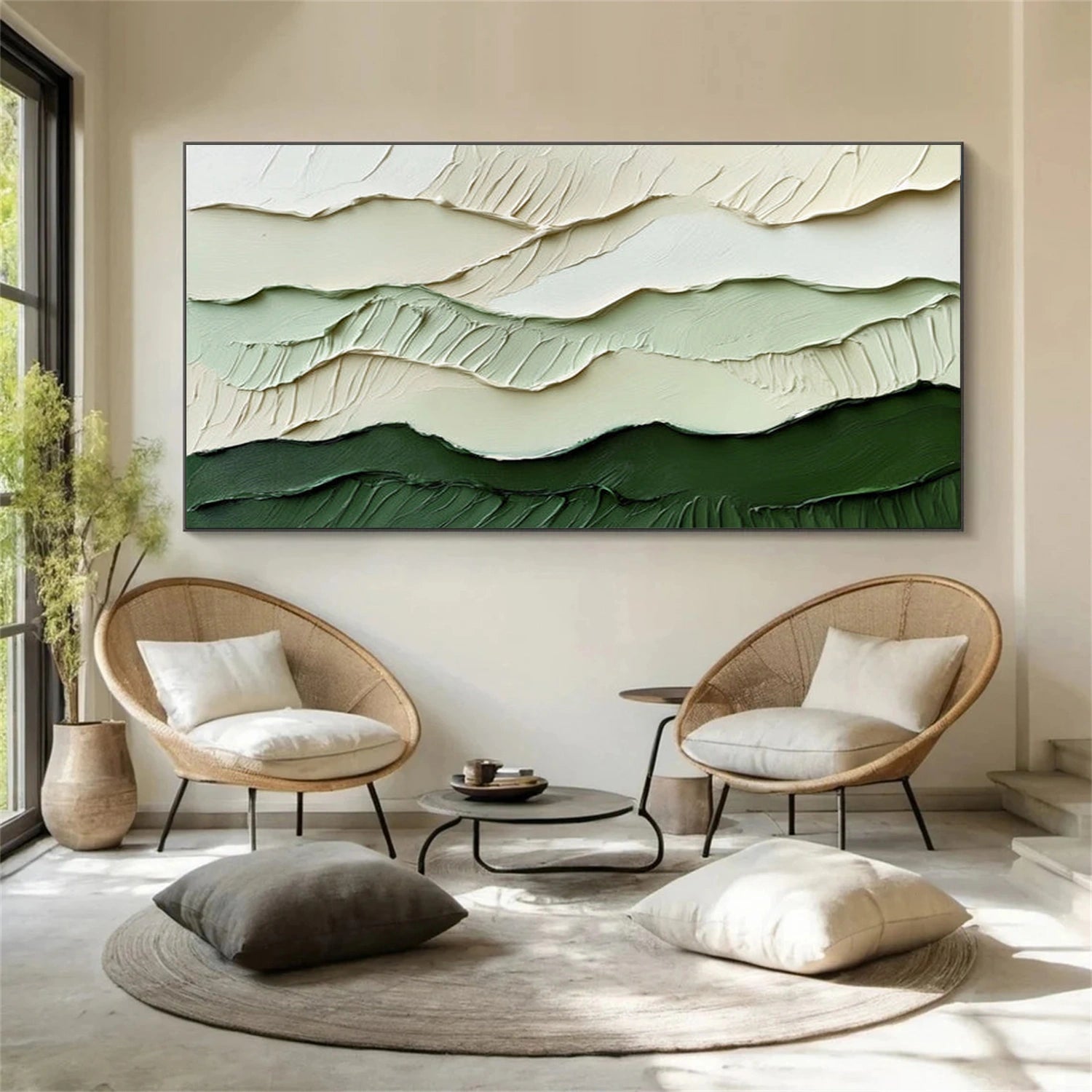 Green Minimalist Textured Canvas Art #WM152