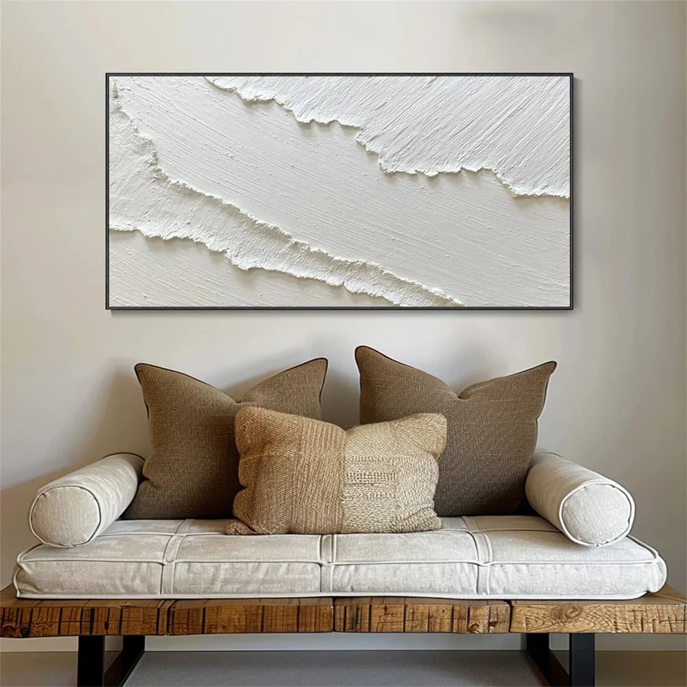 White Minimalist Textured Wall Art #WM058