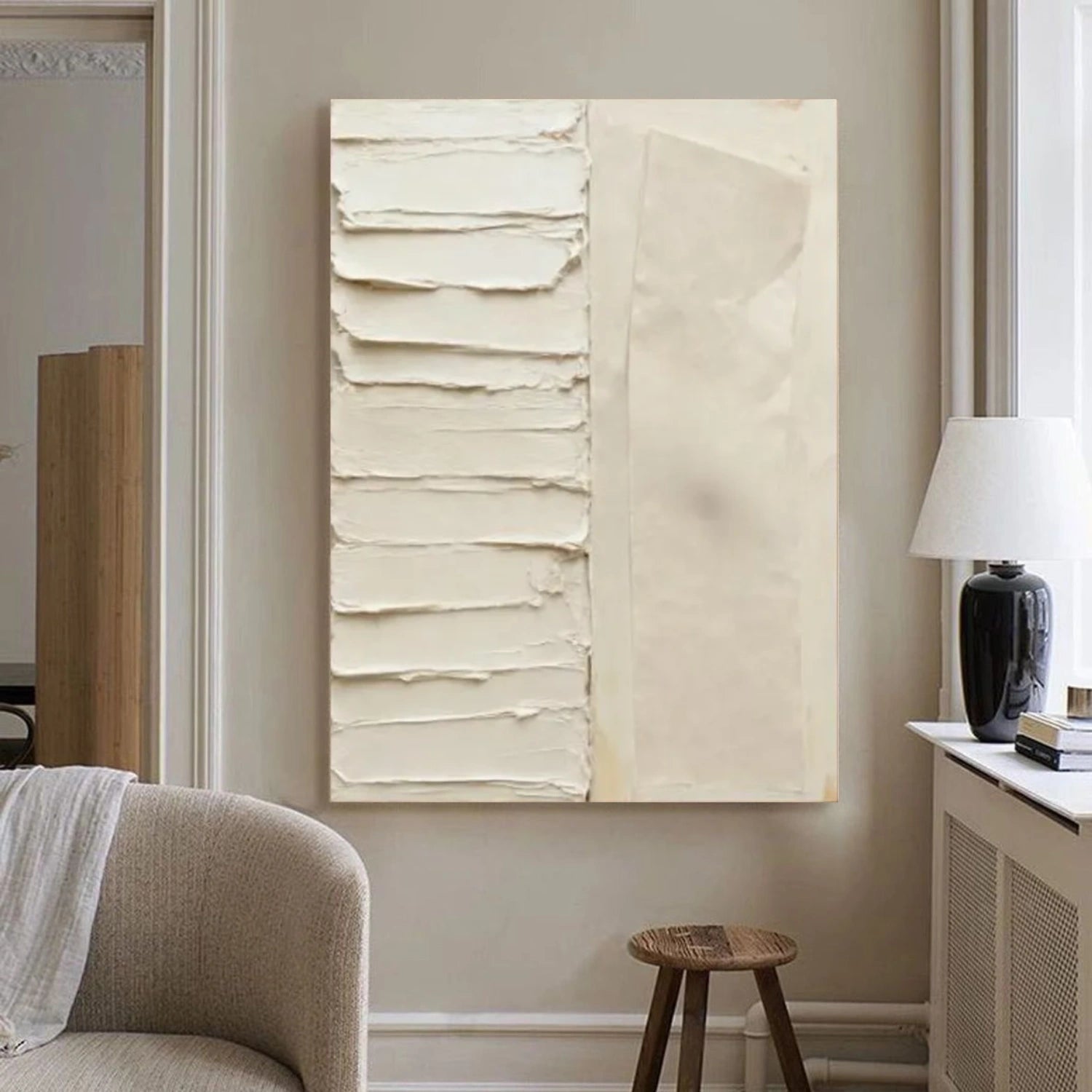 Beige Minimalist Textured Canvas Art #WM084