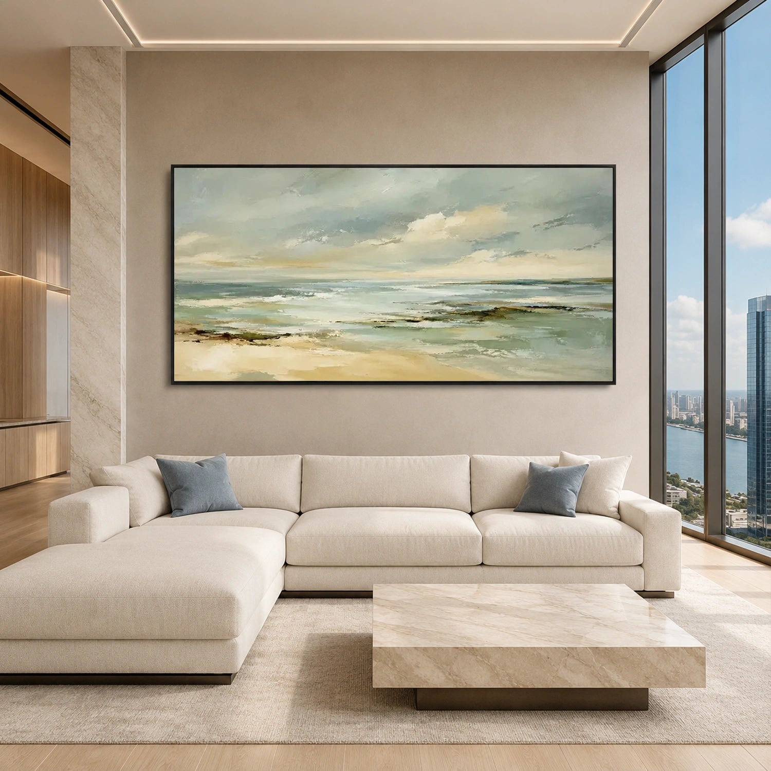 Abstract Ocean And Sky Canvas Art #OC223