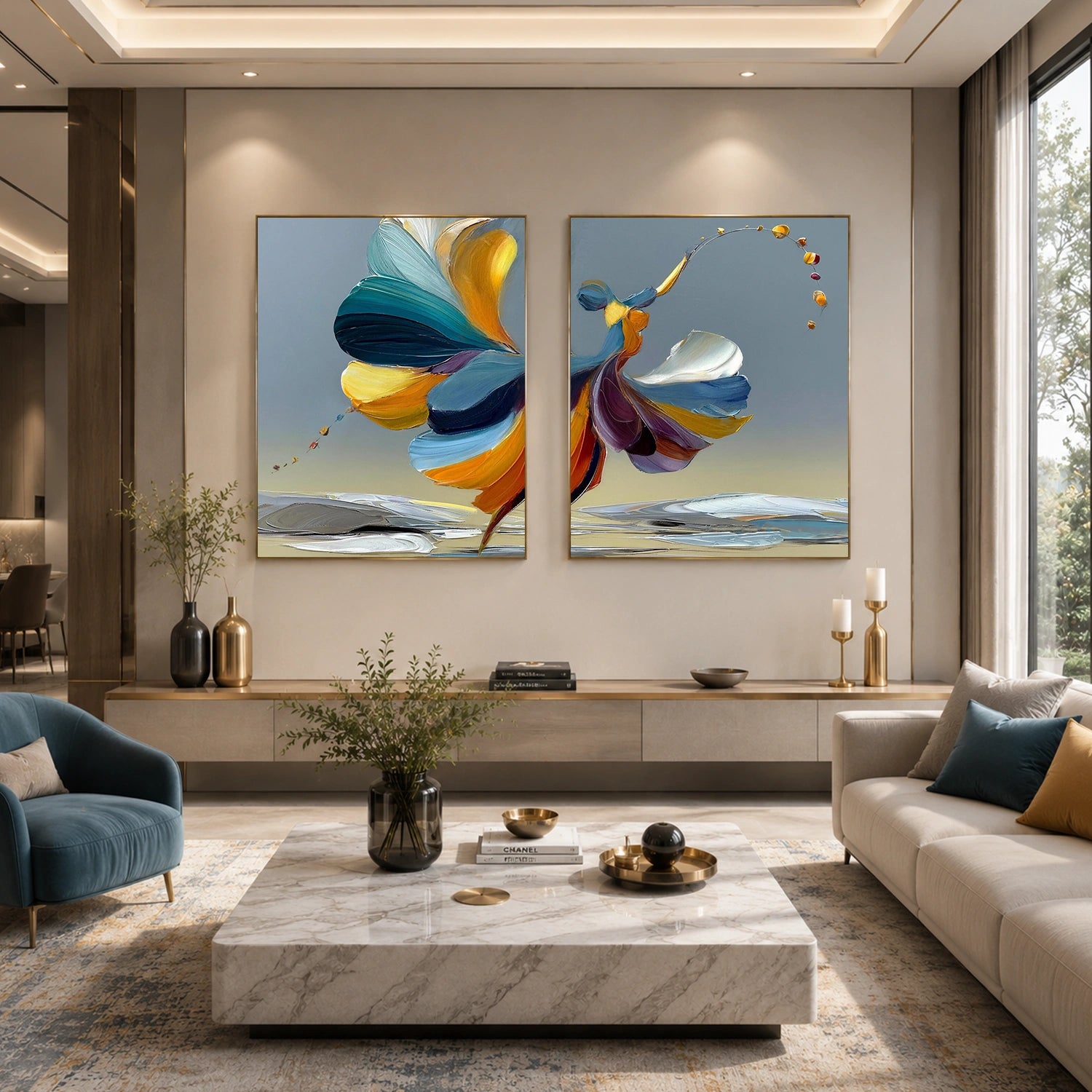 Abstract Portrait Wall Art Set of 2 #LA077