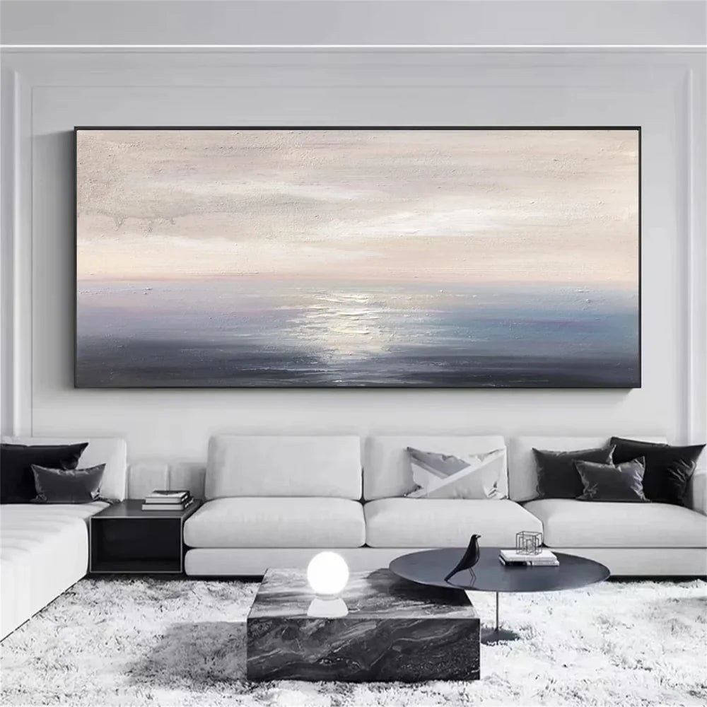Abstract Ocean And Sky Textured Canvas Art #OC055