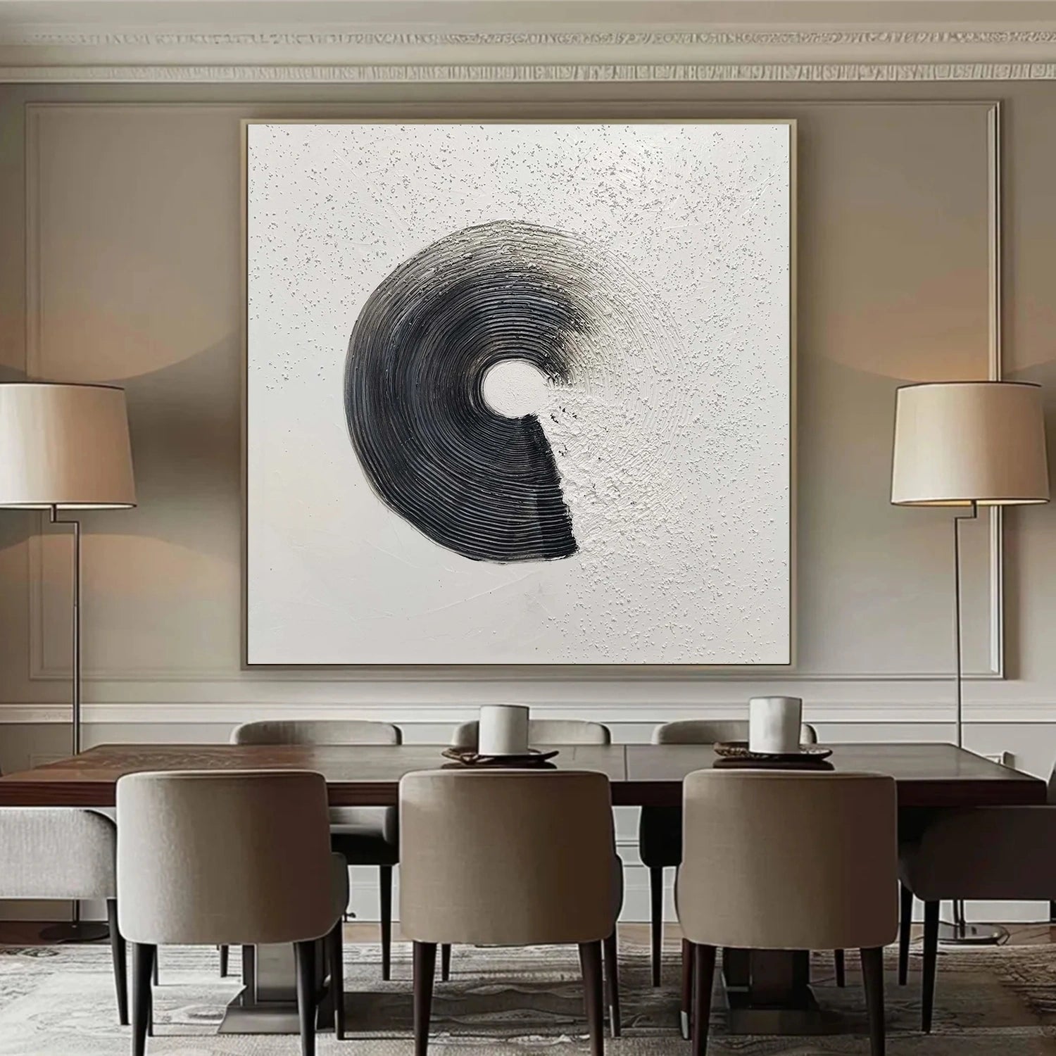 Black and White Minimalist Textured Canvas Art #WZ103