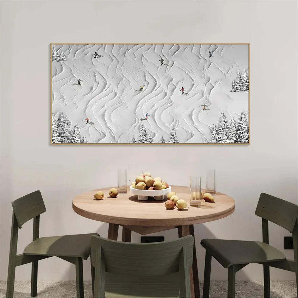 Skiing Sport Textured Canvas Painting #PB001