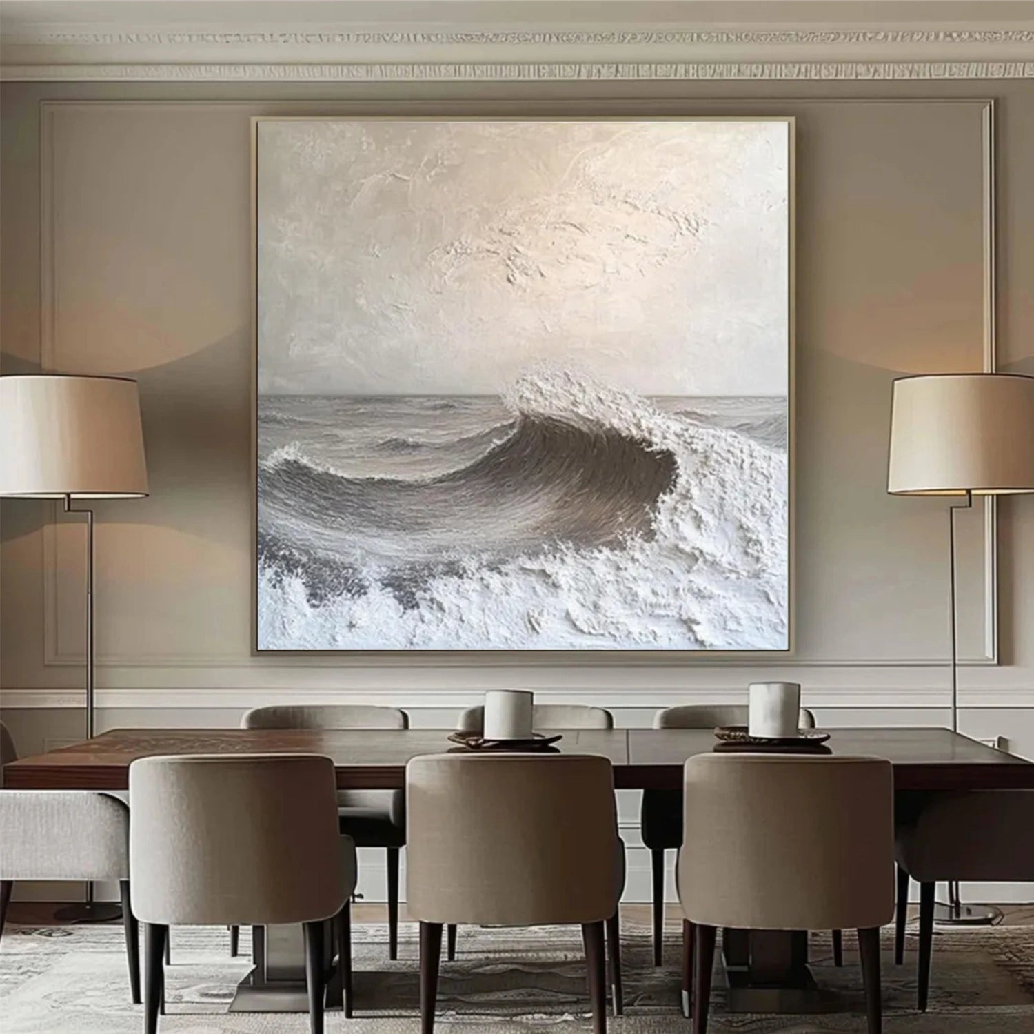 Minimalist Ocean And Sky Textured Canvas Art #OC086