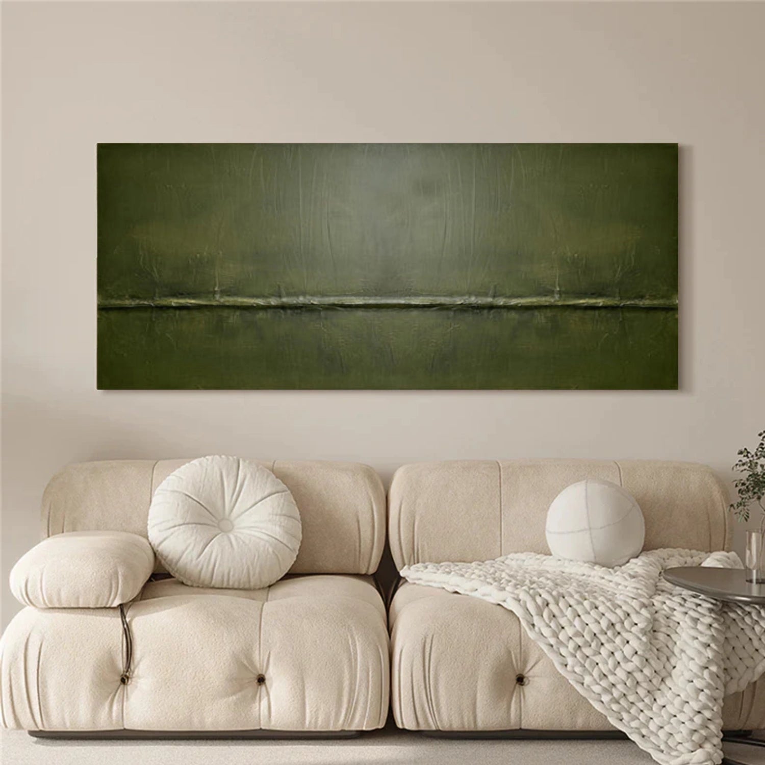 Green Minimalist Textured Canvas Art #WM117