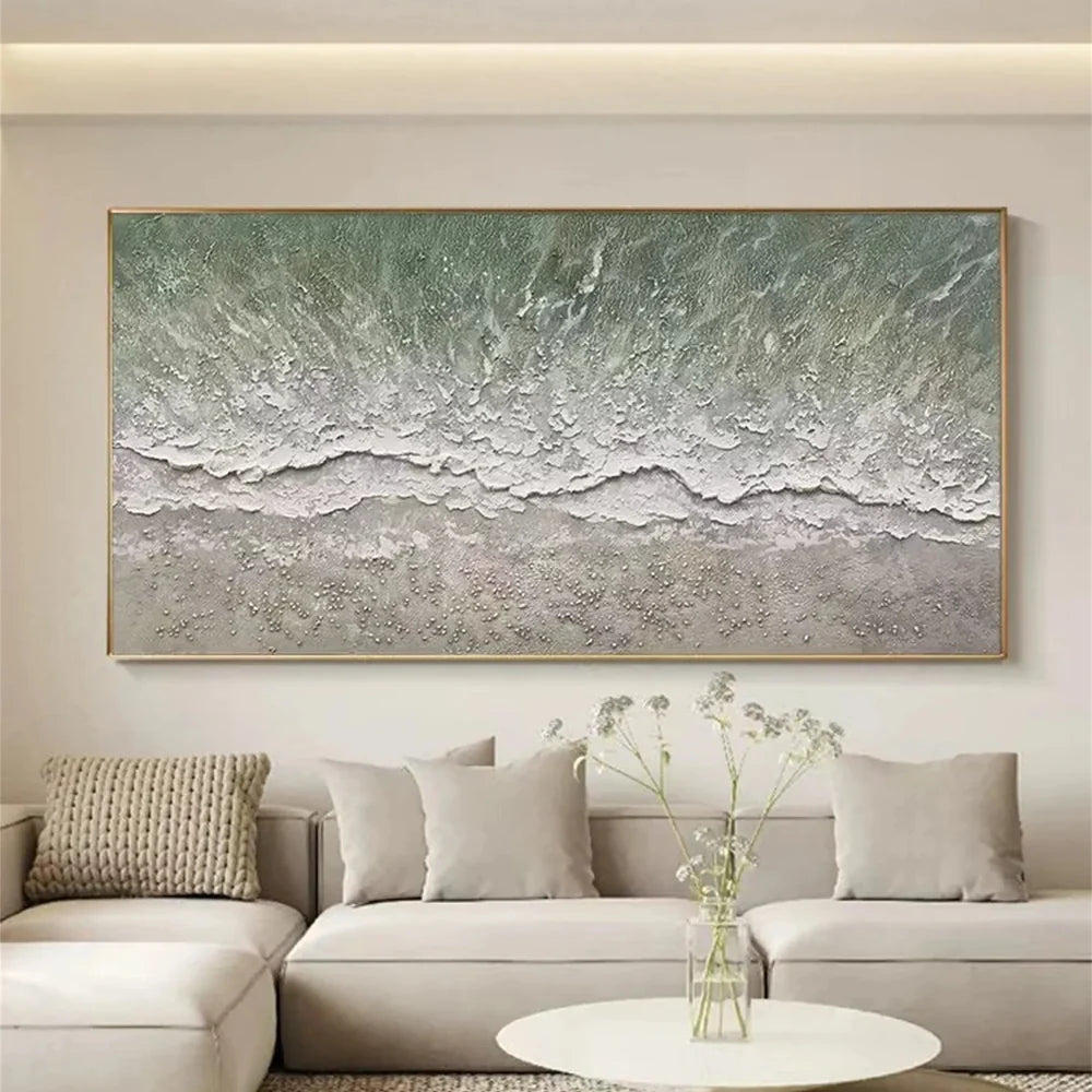 Abstract Ocean And Sky Textured Canvas Art #OC060
