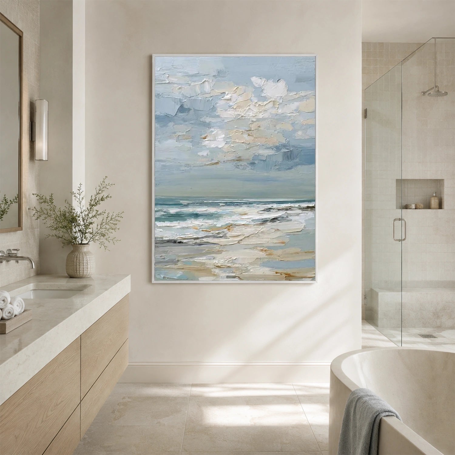 Abstract Ocean And Sky Textured Canvas Art #OC225