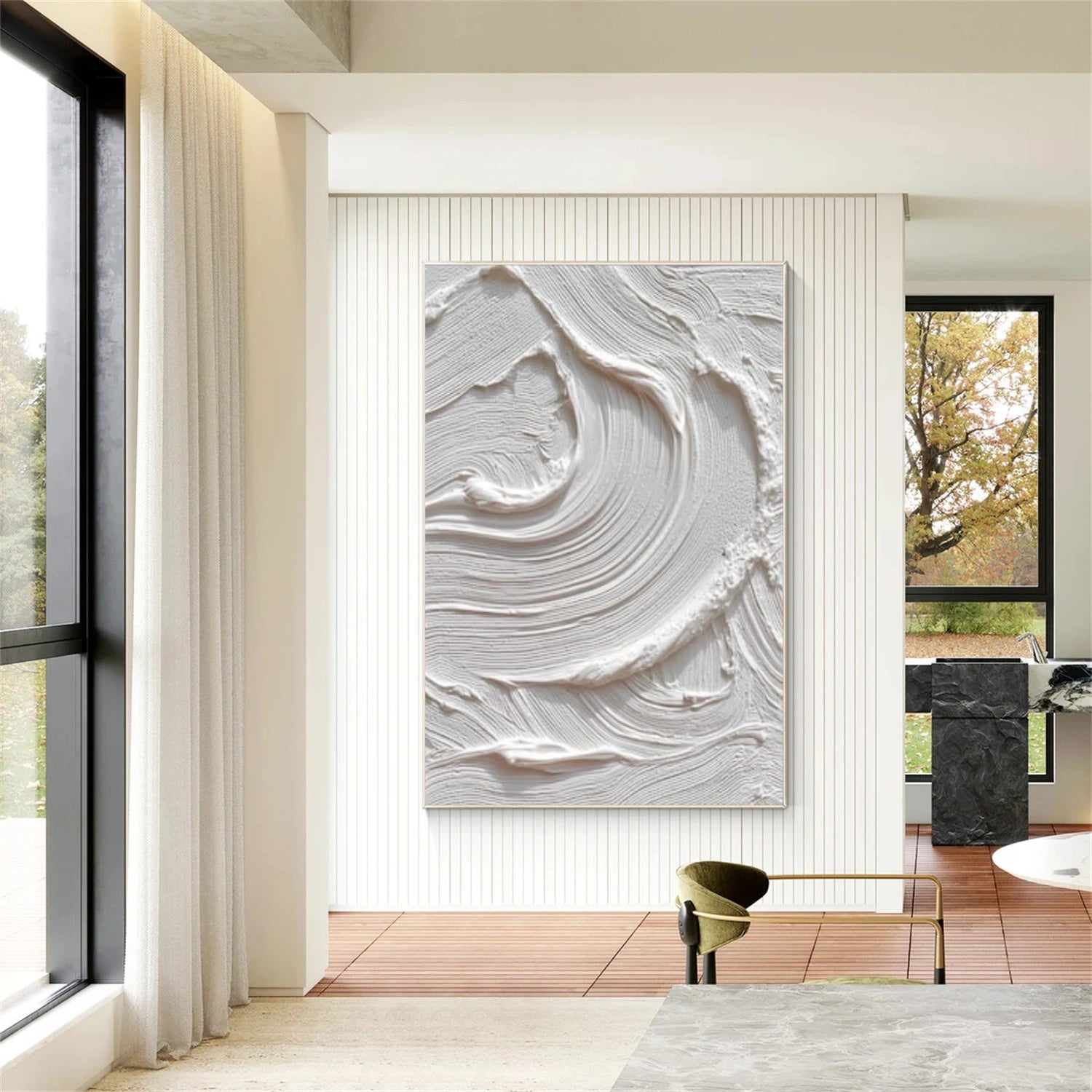 White Minimalist Textured Wall Art #WM126
