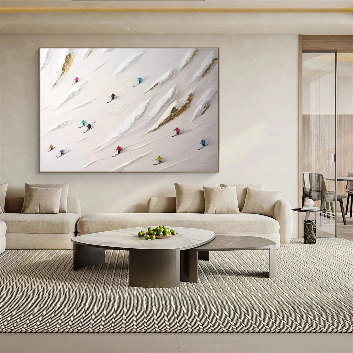 Skiing Sport Textured Canvas Painting #PB039