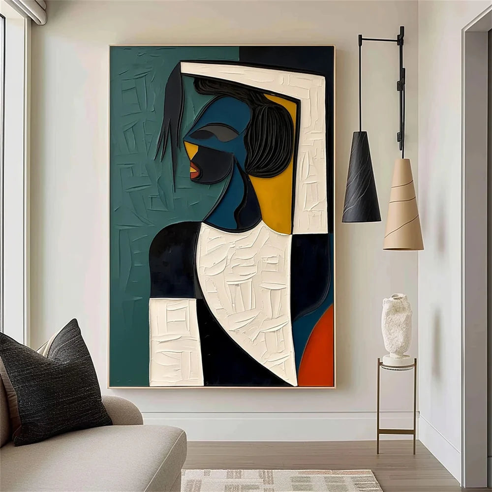 Abstract Portrait Textured Wall Art # LA003