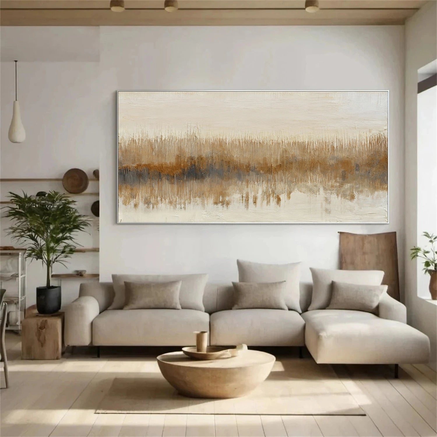 Beige and Brown Abstract Wall Art #VA203