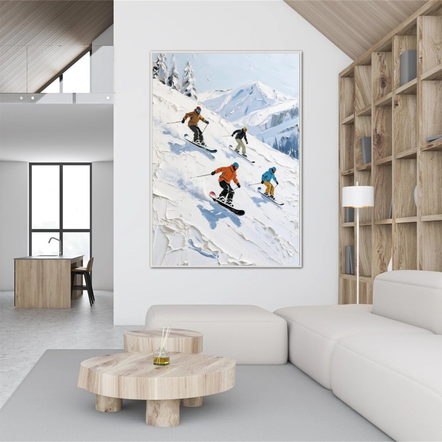 Skiing Sport Textured Canvas Painting #PB048