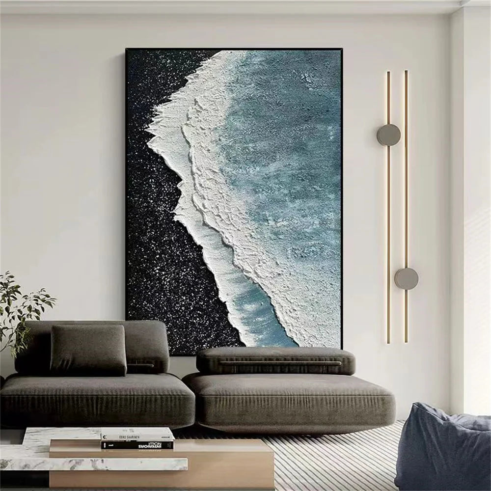 Abstract Ocean And Sky Textured Canvas Art #OC063