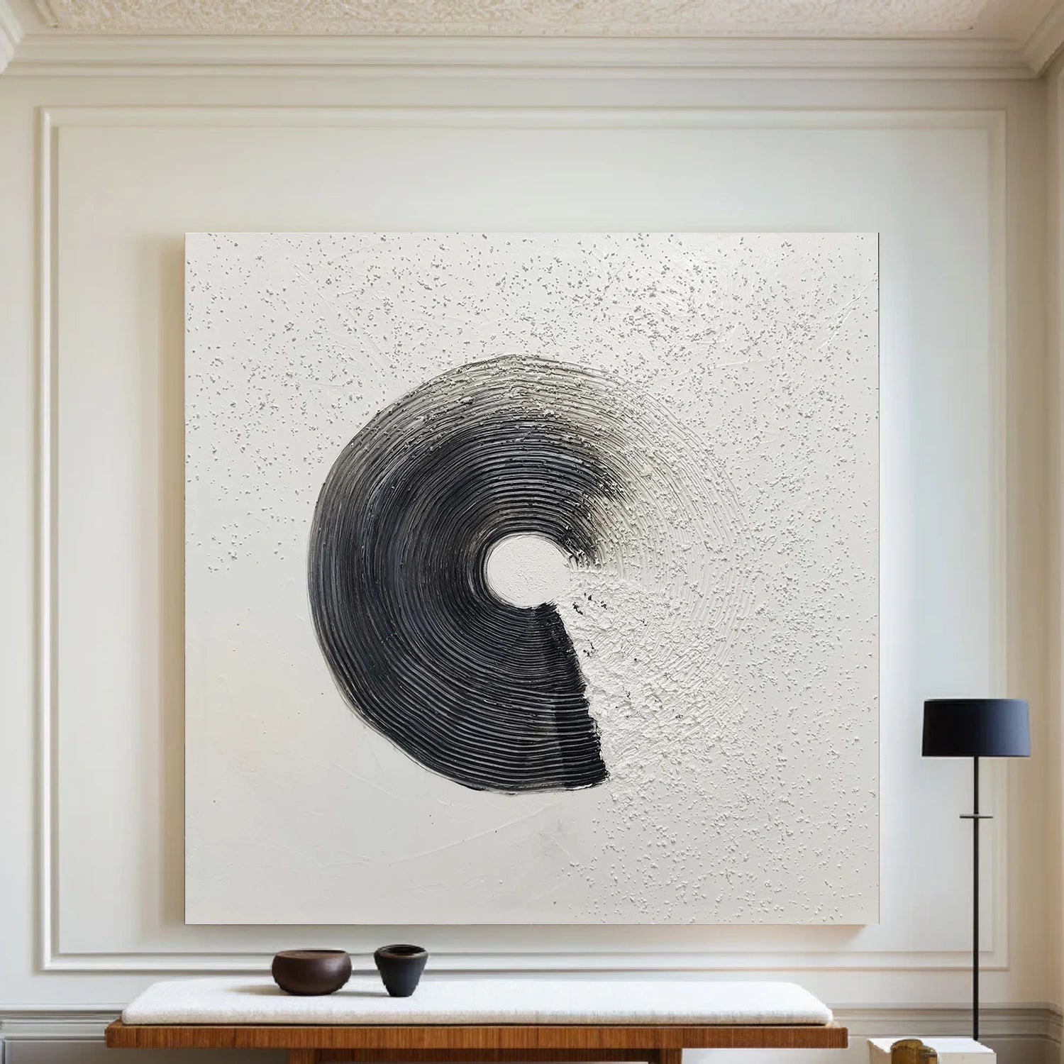 Black and White Minimalist Textured Canvas Art #WZ103