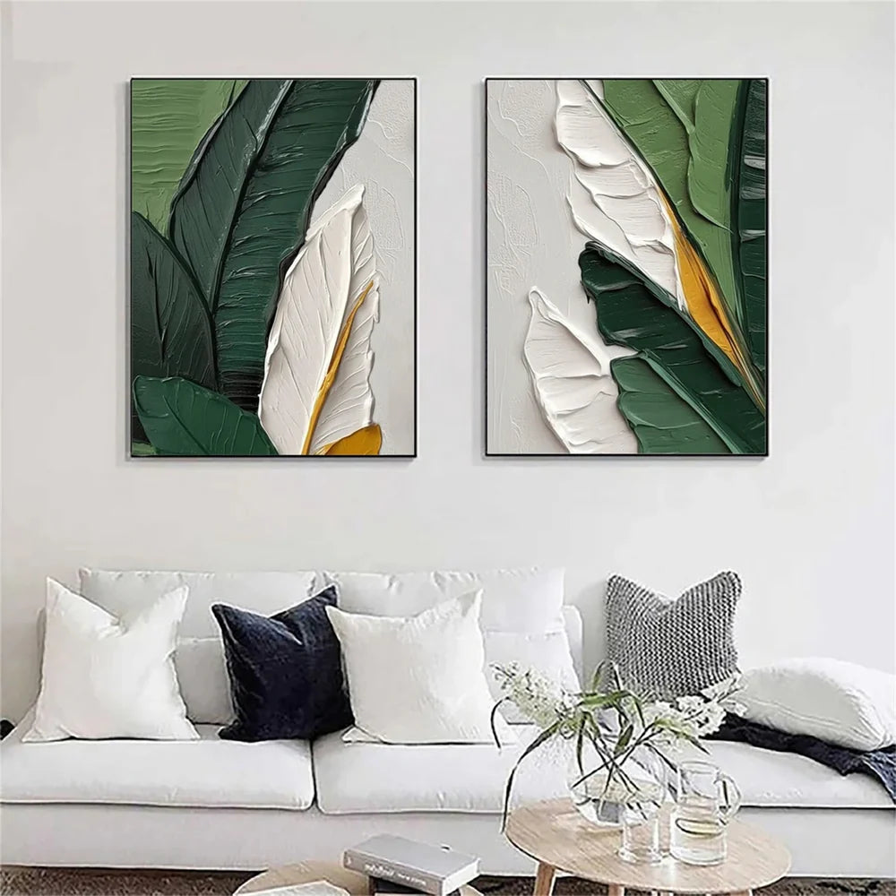 Abstract Flower And Tree Textured Canvas Art Set of 2 #MF045