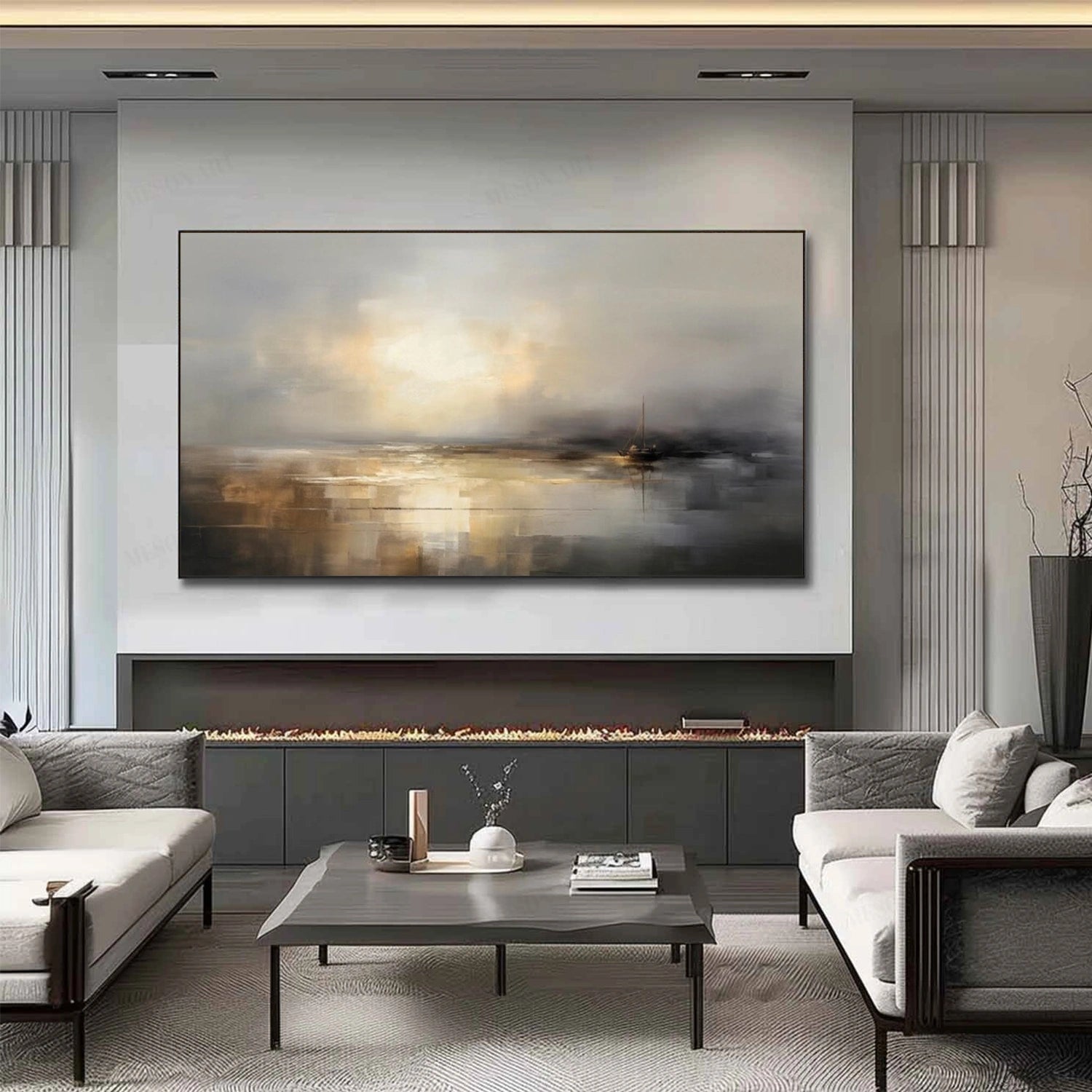 Abstract Ocean And Sky Canvas Art #OC079