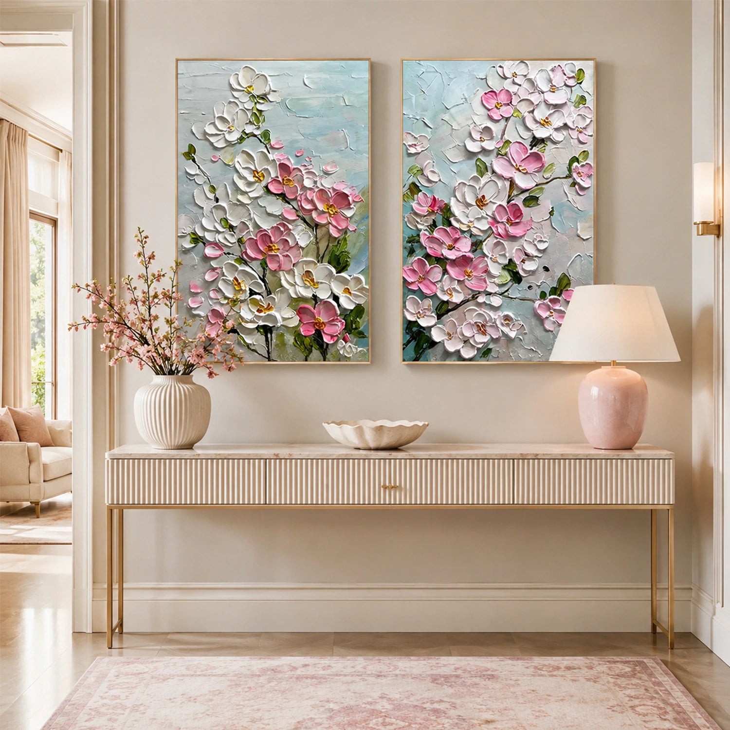 Abstract Flower And Tree Textured Canvas Art Set of 2 #MF215