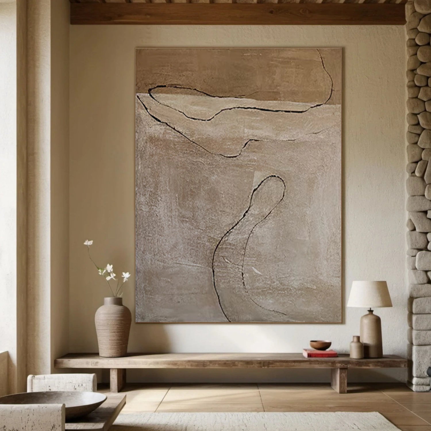 Beige and Brown Wabi Sabi Wall Art #VS123