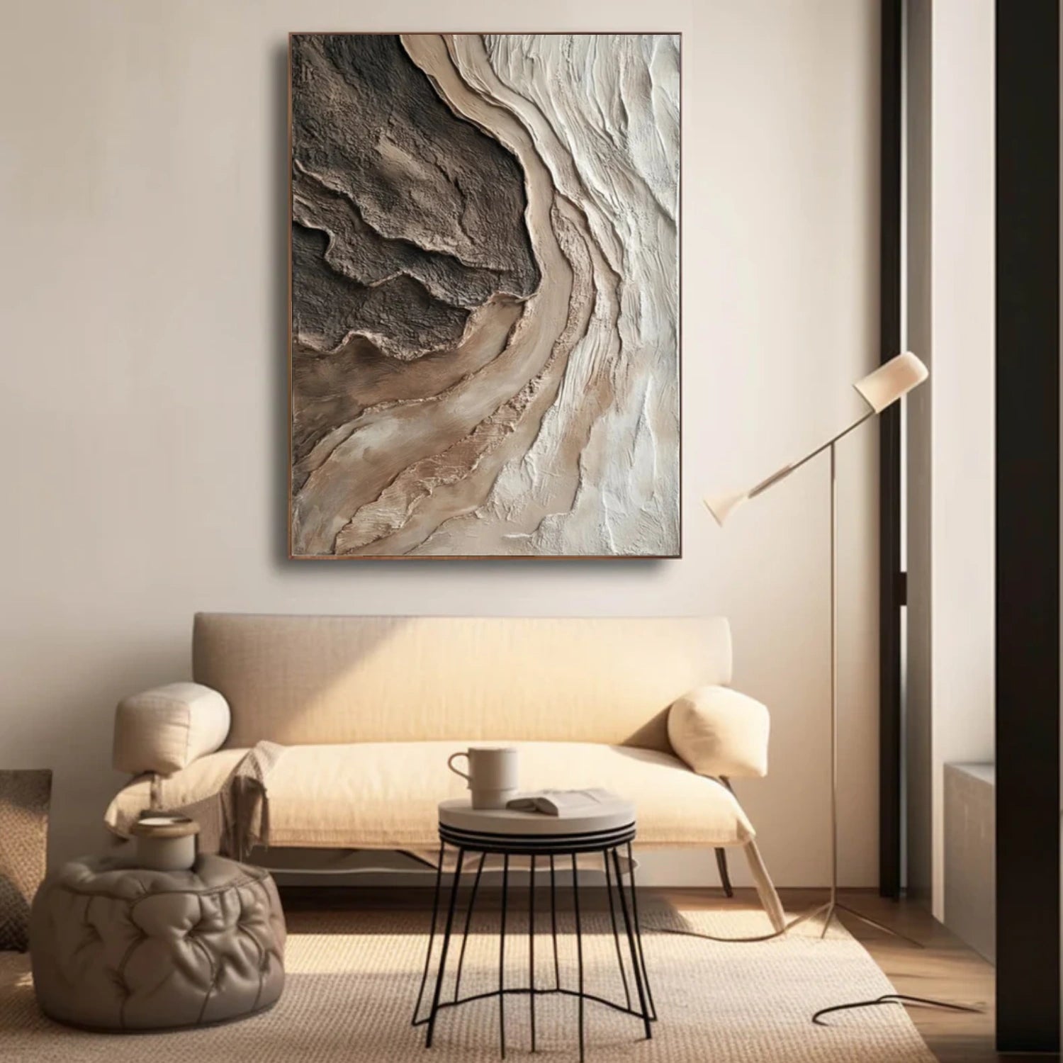 Beige and Brown Abstract Textured Wall Art #VA220