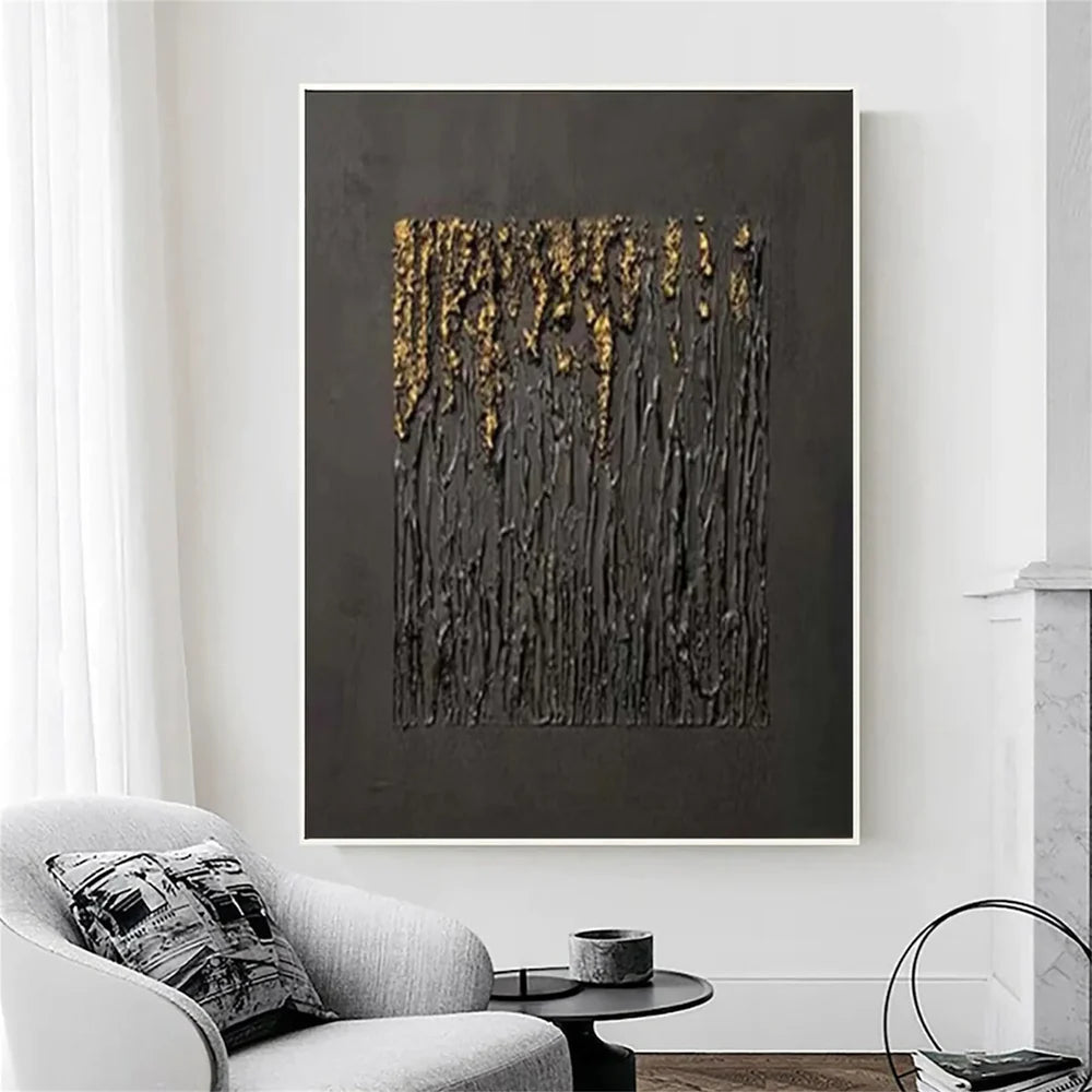 Black Minimalist Textured Canvas Art #WZ035