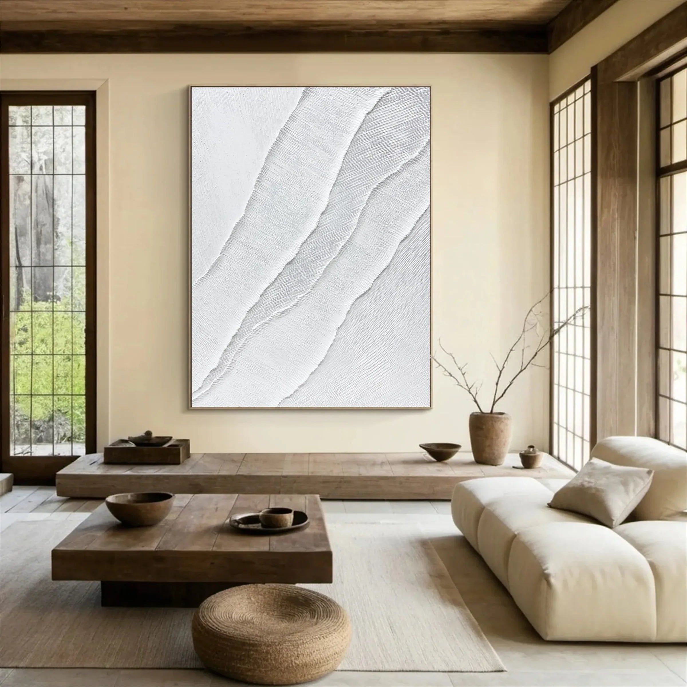 White Minimalist Textured Wall Art #WM068