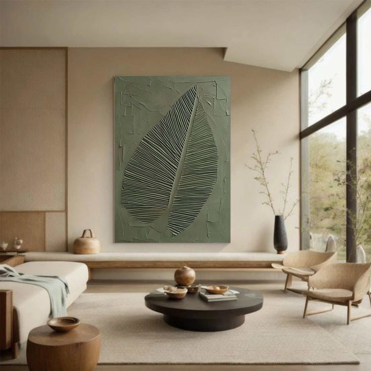 Green Minimalist Textured Canvas Art #WZ125