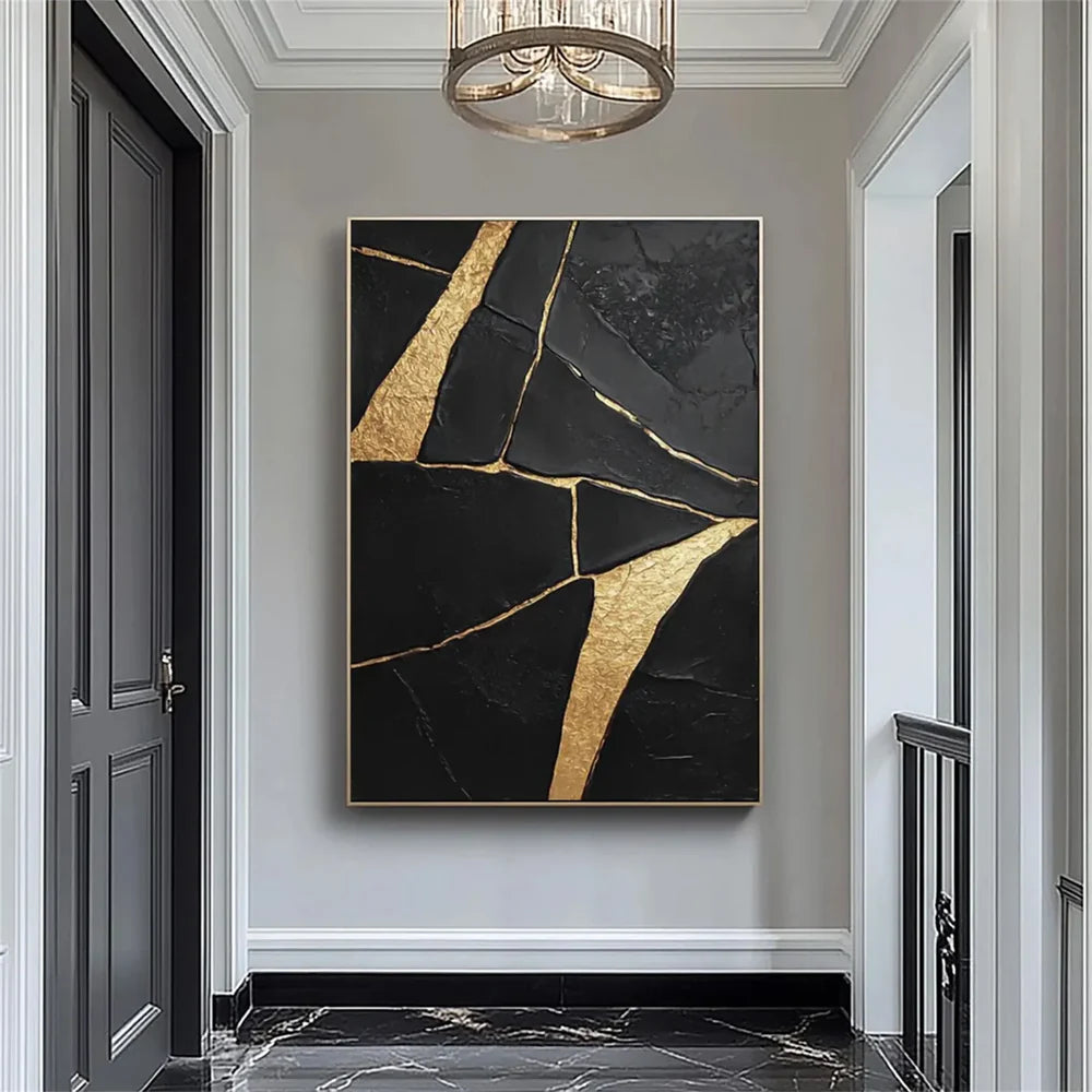 Black Minimalist Textured Canvas Art #WZ094