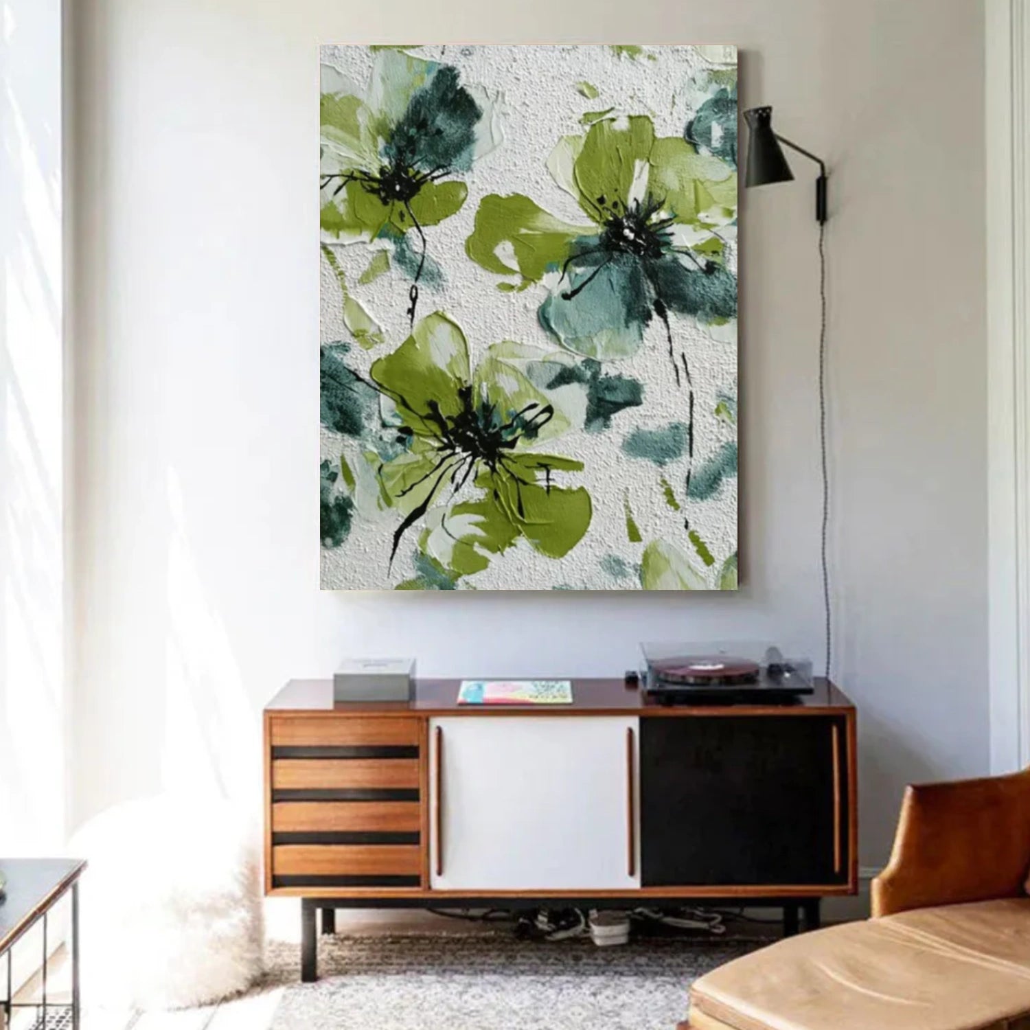 Minimalist Flower And Tree Textured Canvas Art #MF097