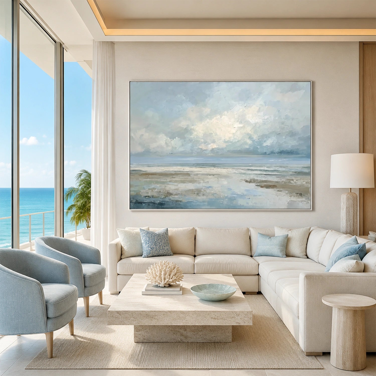 Abstract Ocean And Sky Canvas Art #OC212