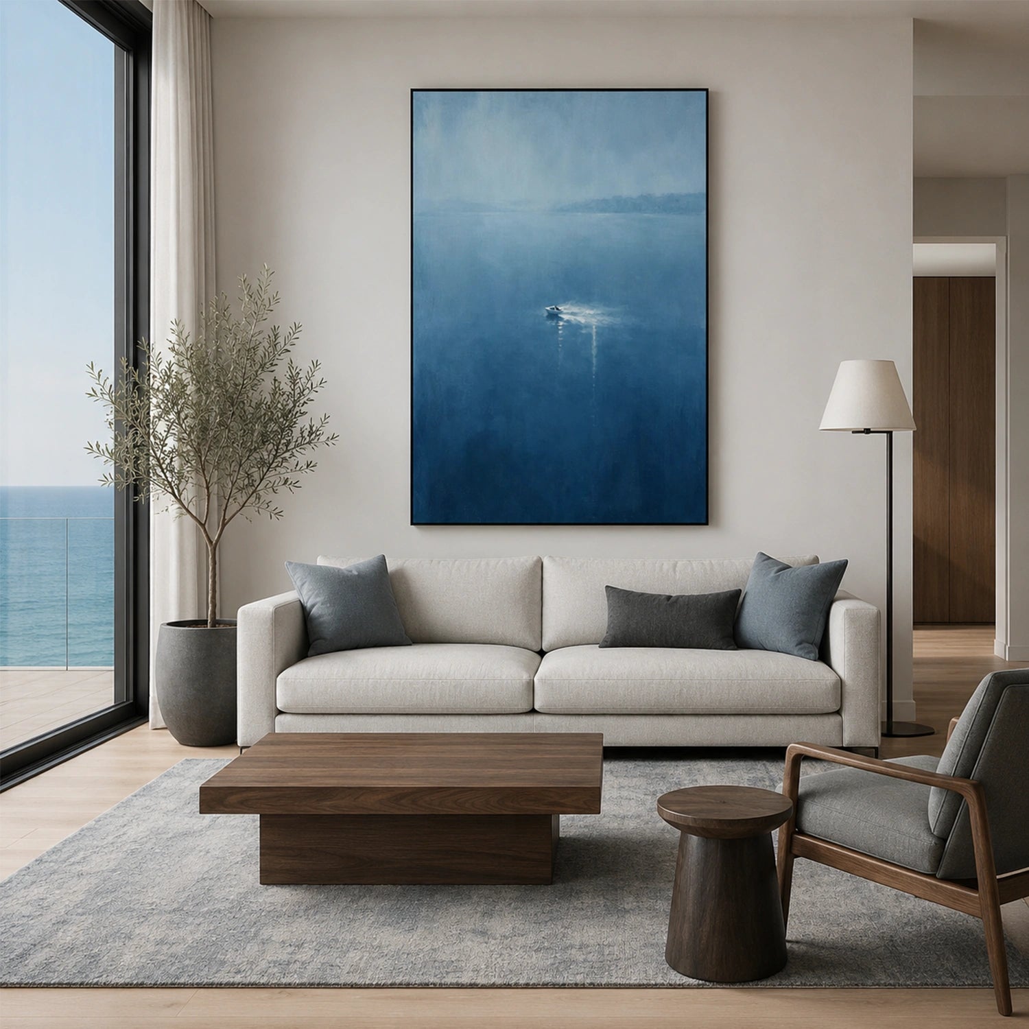 Abstract Ocean And Sky Canvas Art #OC217