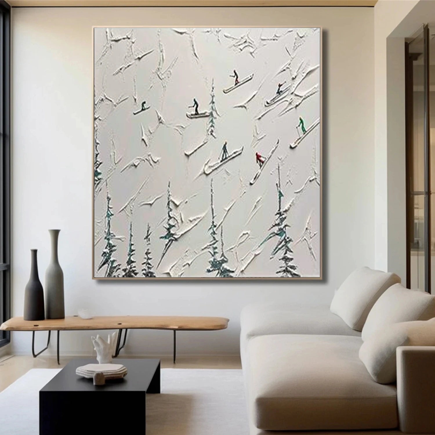Skiing Sport Textured Canvas Painting #PB071